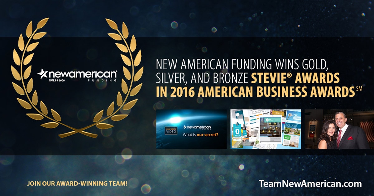 New American Funding Wins Gold, Silver, and Bronze Stevie Awards in 2016 American Business Awards